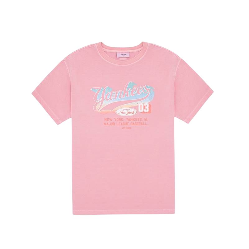 

MLB Футболка New York Yankees с каплевидным вырезом женская светло-персиковый розовый