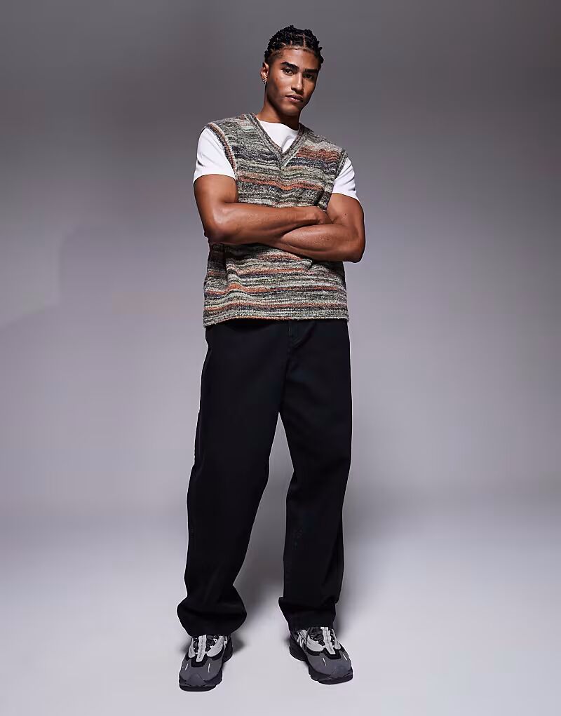 

Объемная трикотажная майка с текстурированным узором в разноцветную полоску Asos Design, мультиколор