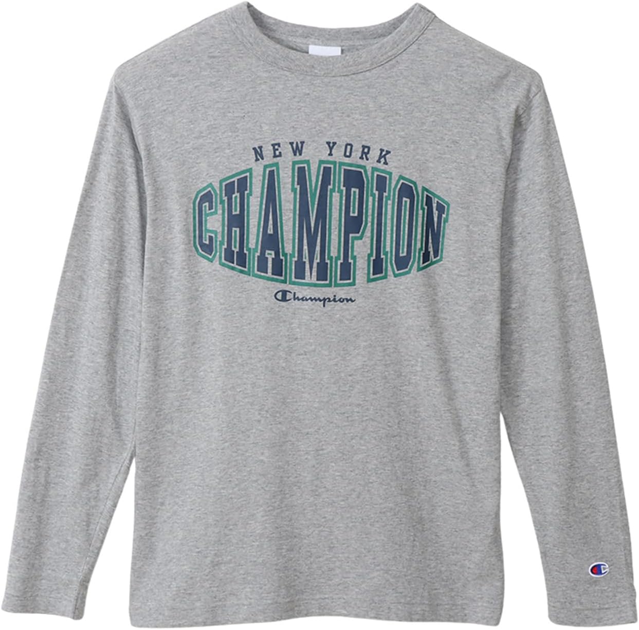 

Мужская футболка с длинным рукавом Champion, круглый вырез, 100% хлопок, производство США, графический логотип, базовая модель, C3-Y420, серый