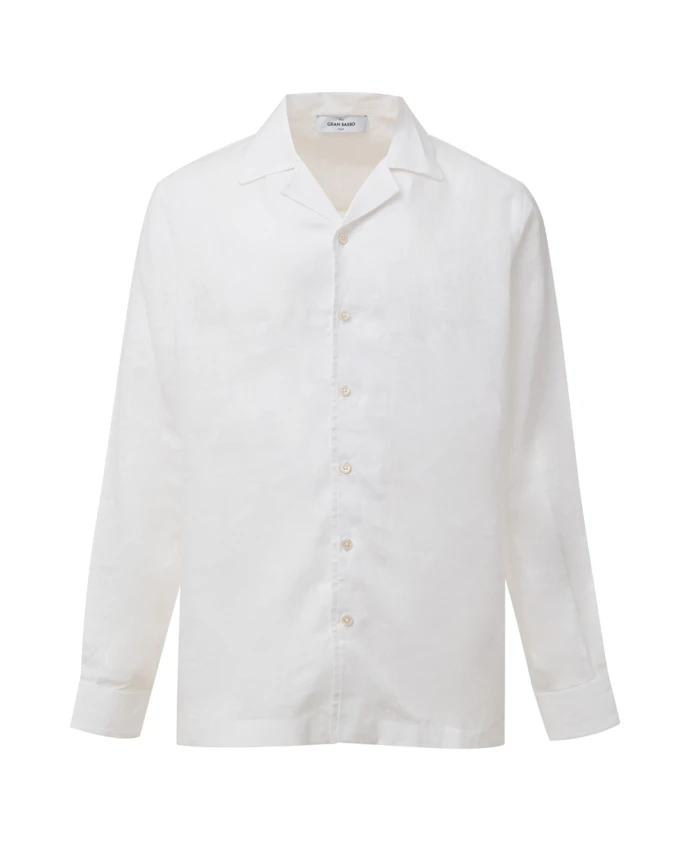 

Белая льняная рубашка, V-образный вырез, длинные рукава Gran Sasso, белый