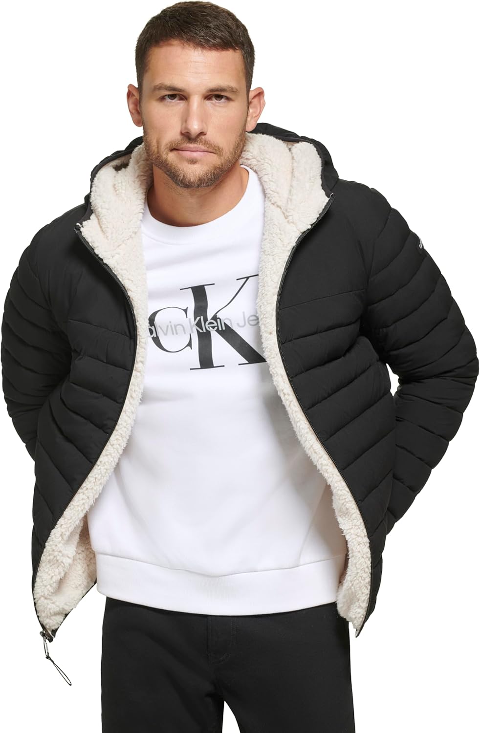 Мужской пуховик Calvin Klein Lightweight Packable Down With Sherpa Lining, черный