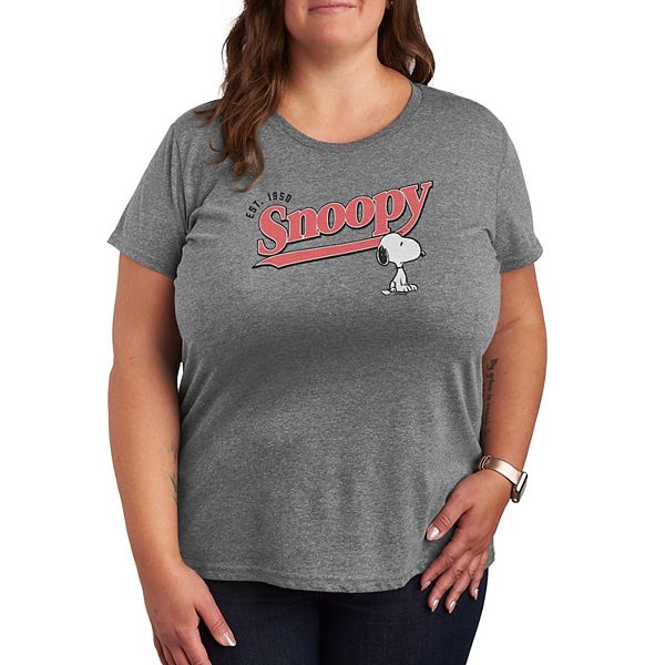 

Футболка с принтом Peanuts Snoopy Est 1950 Plus Size Licensed Character, Heather Gray