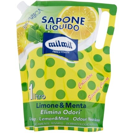 

Milmil Жидкое мыло Mil Mil Lemon And Mint, сменный блок, 1000 мл