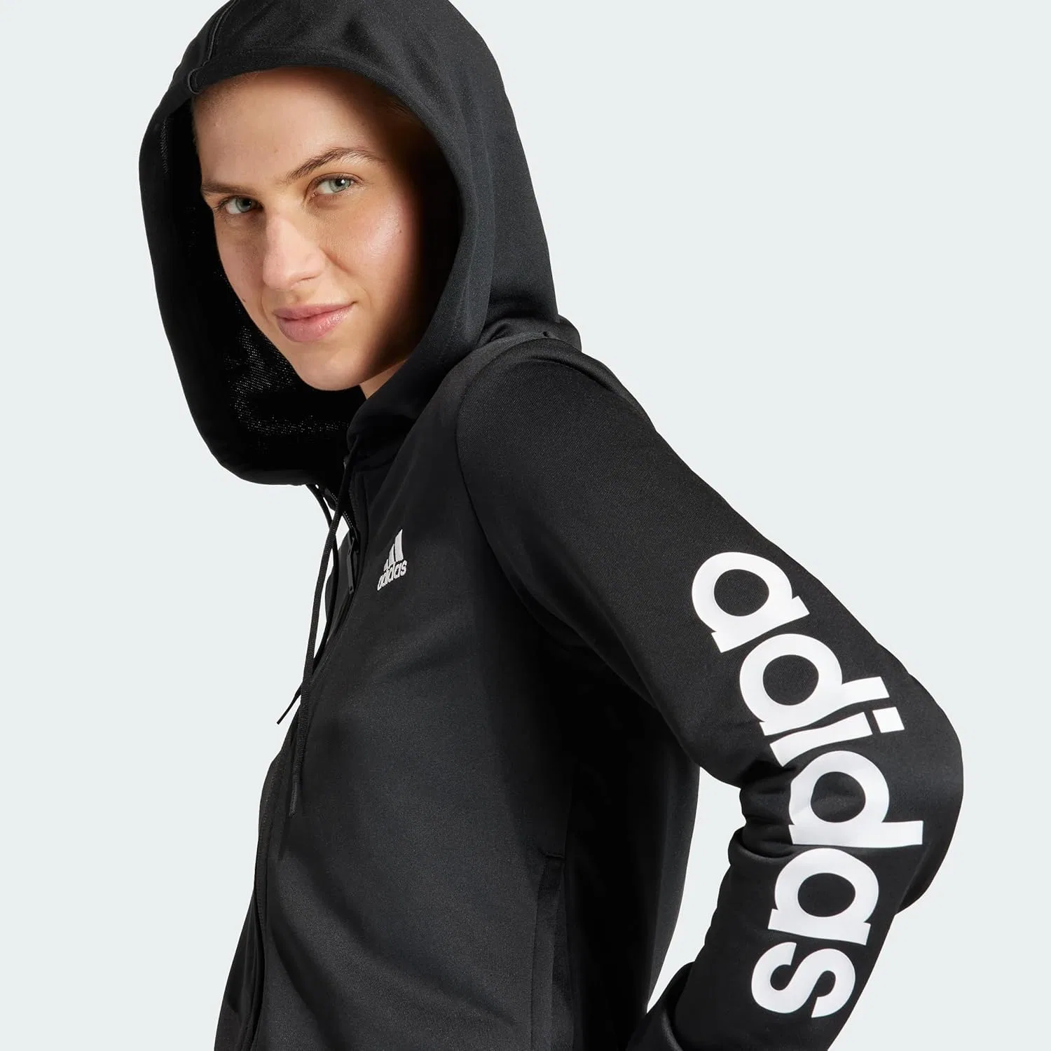 Женский спортивный костюм adidas Linear Track Suit, Black / White — фото 4