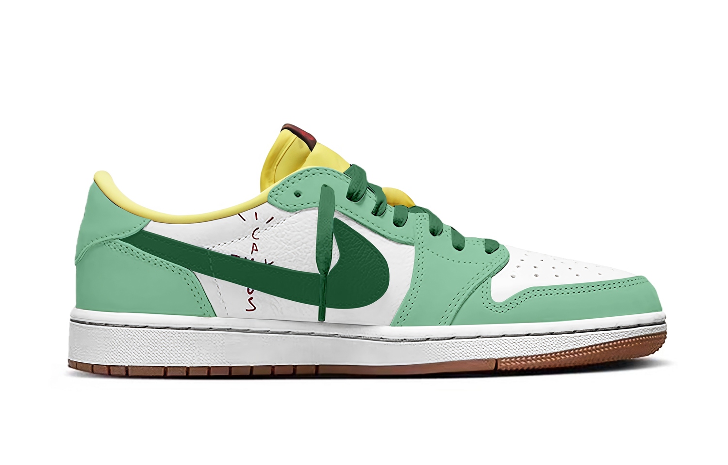 Jordan Travis Scott x Air 1 Emerald Mango Barb 7.0 Low Cushioning Low top Vintage Basketball Shoes Unisex — фото 3