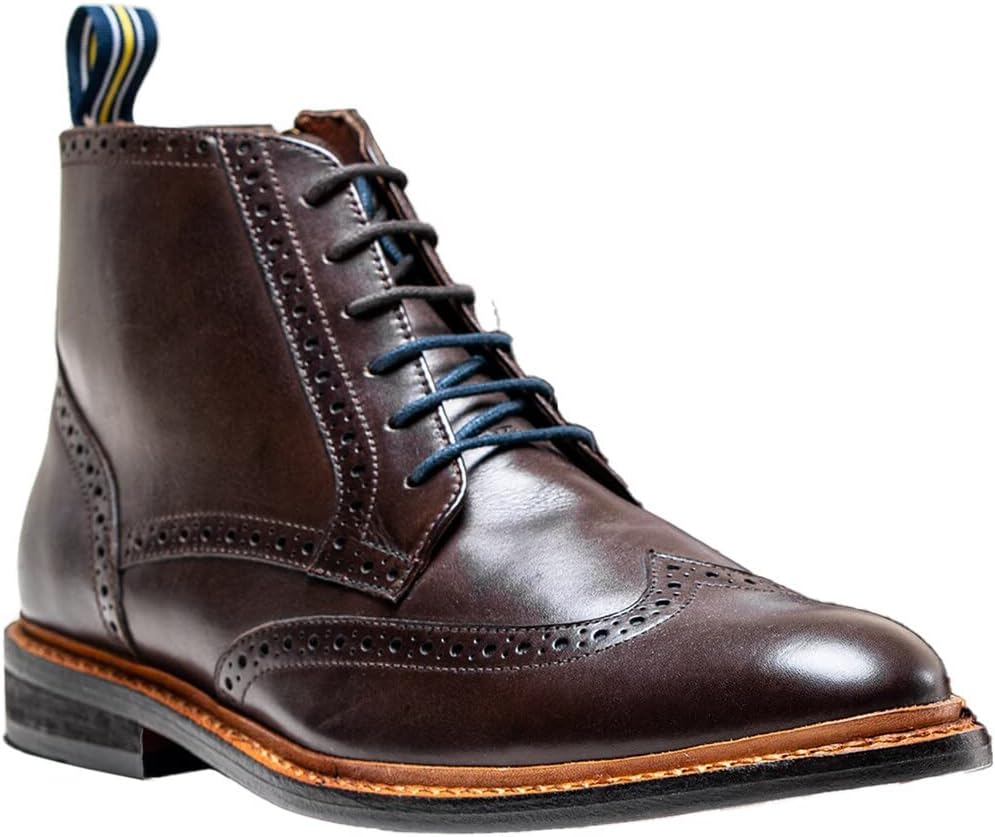 

Мужские ботинки SIRRI Ashmoor на шнуровке из натуральной кожи с брогированными вставками и жесткой подошвой, повседневная стильная обувь, коричневый