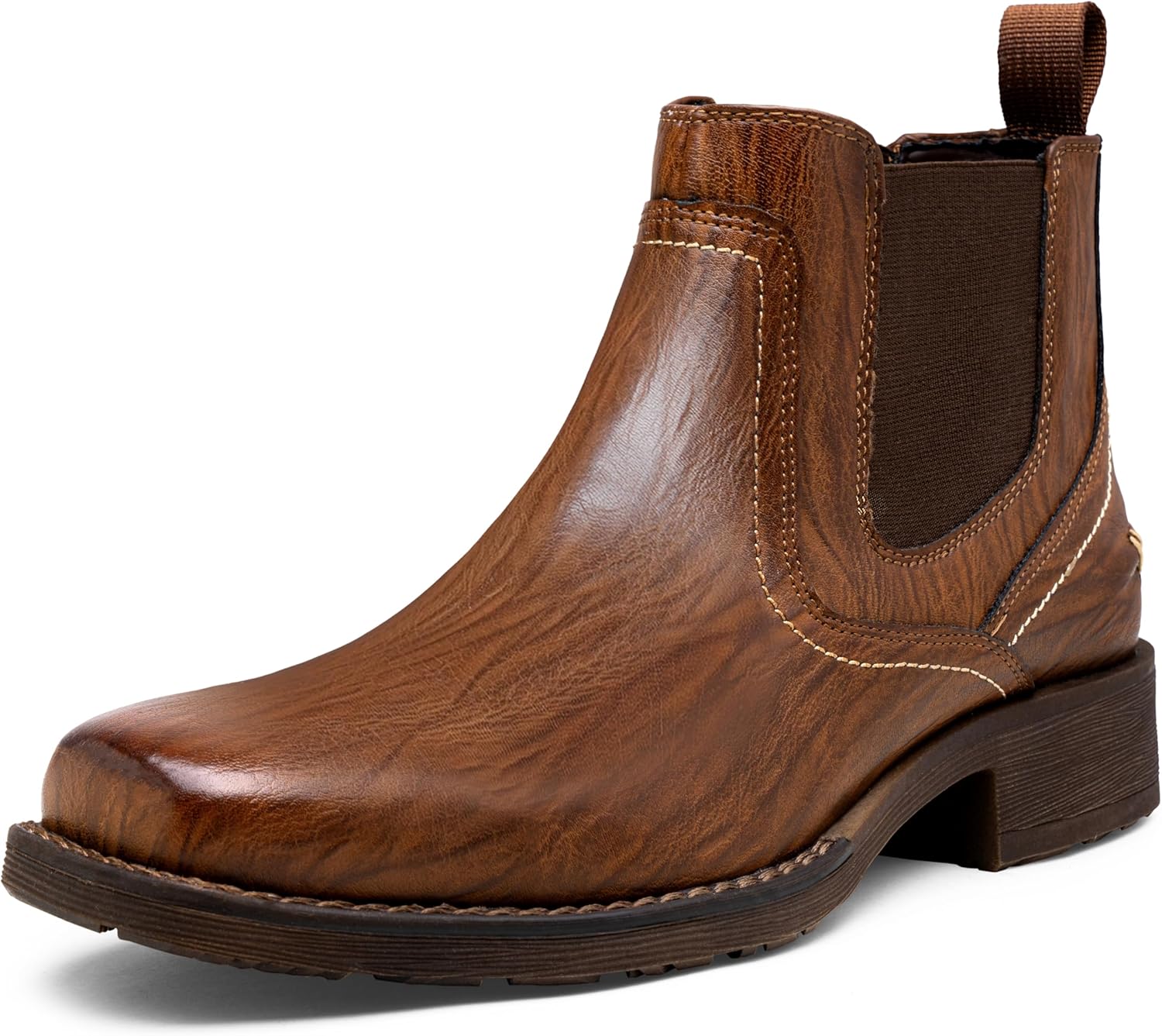 

Мужские ботинки Jousen Chelsea с квадратным носком, ботинки на щиколотку, деловые и повседневные ботинки без шнуровки для мужчин, Amy8421-brown
