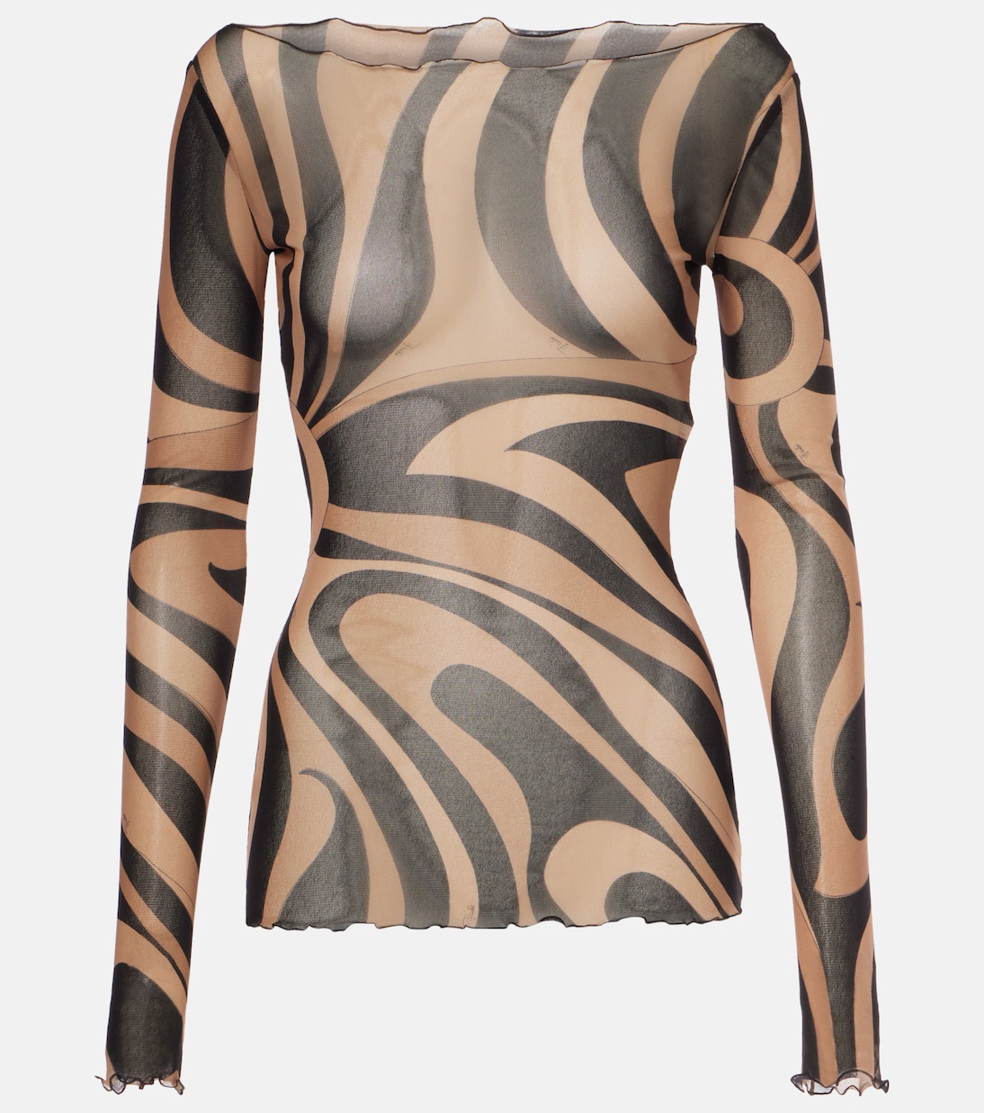 

Полупрозрачный тюлевый топ Marmo Pucci, Nero/Beige