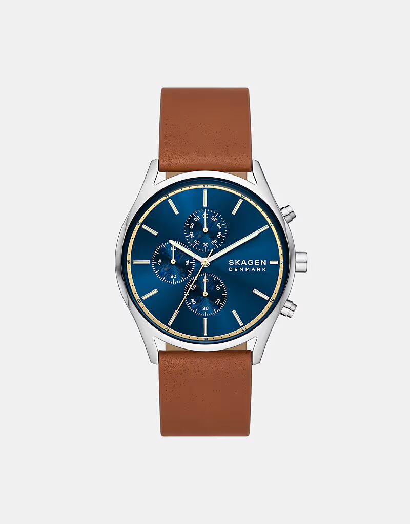 

Мужские часы-хронограф Skagen Holst, серебристые, из нержавеющей стали - КОРИЧНЕВЫЕ