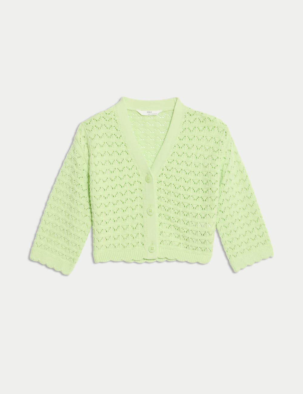 

Вязаный кардиган из чистого хлопка Marks & Spencer, бледно-зеленый