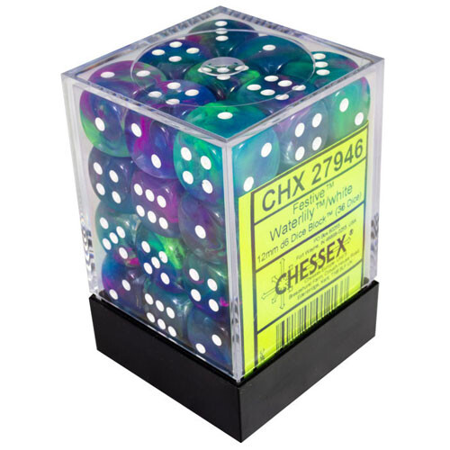

Игровые кубики 12Mm D6 Dice Block: Festive Waterlily W/White Chessex Dice