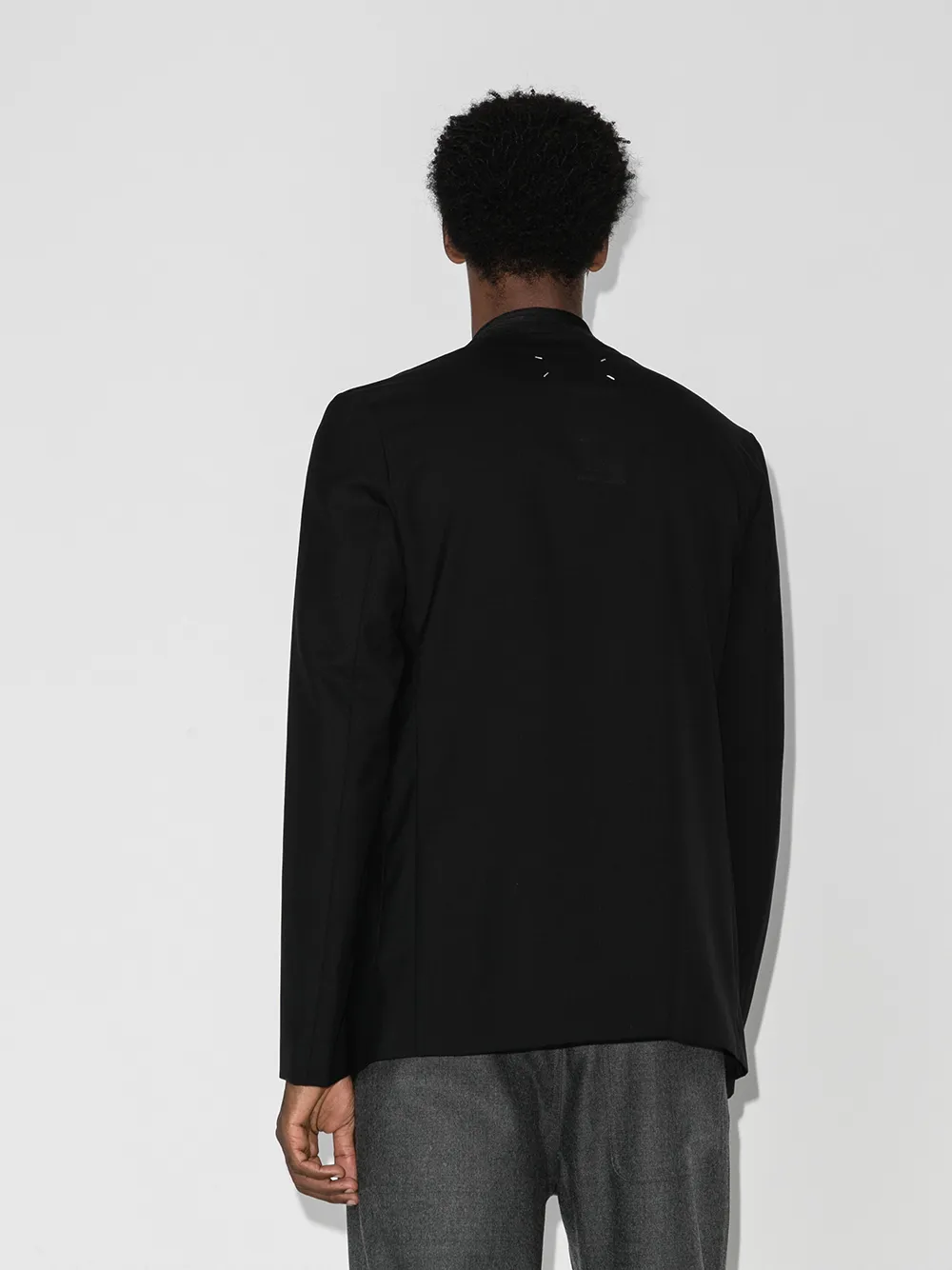 Однобортный пиджак без воротника MAISON MARGIELA, черный — фото 3