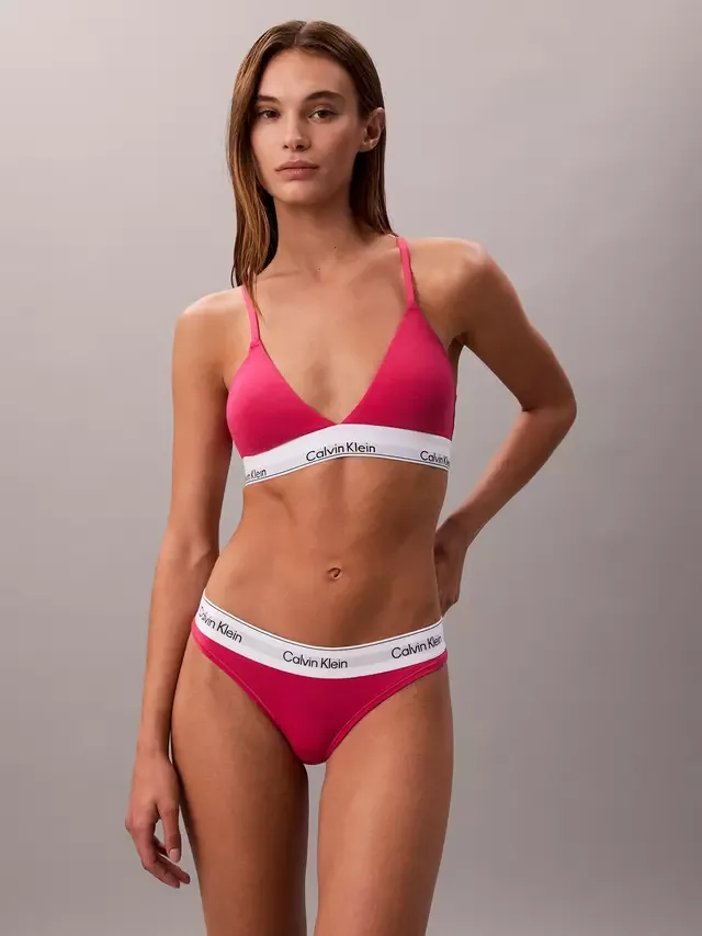 Трусики-стринги с логотипом, ярко-розовые Calvin Klein