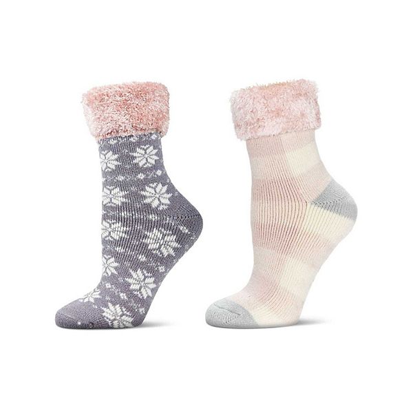 

Женские носки для бортпроводников, 2 пары, плюш, противоскользящие Memoi, Pink