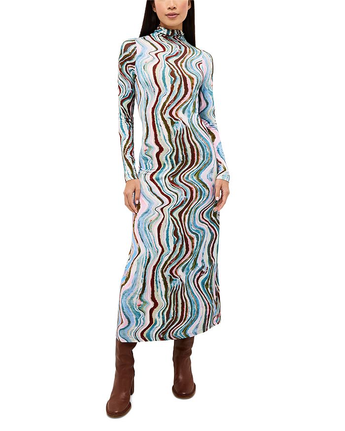 

Платье-миди Paxton Printed Mock Neck Marie Oliver, синий