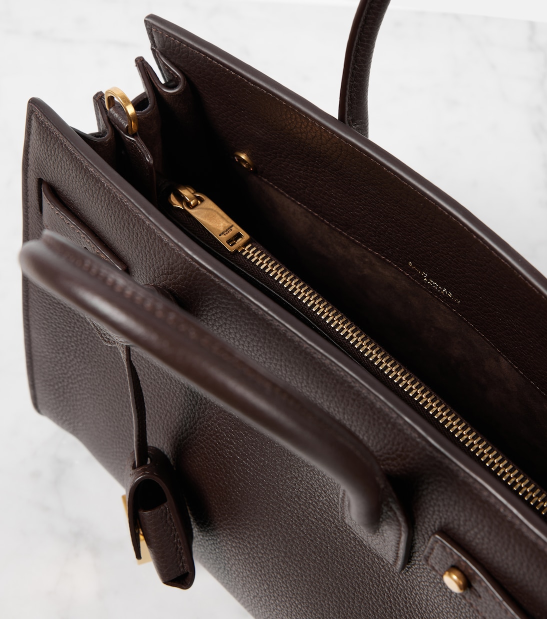 Кожаная сумка-тоут Sac De Jour Baby Saint Laurent, Arabica — фото 3