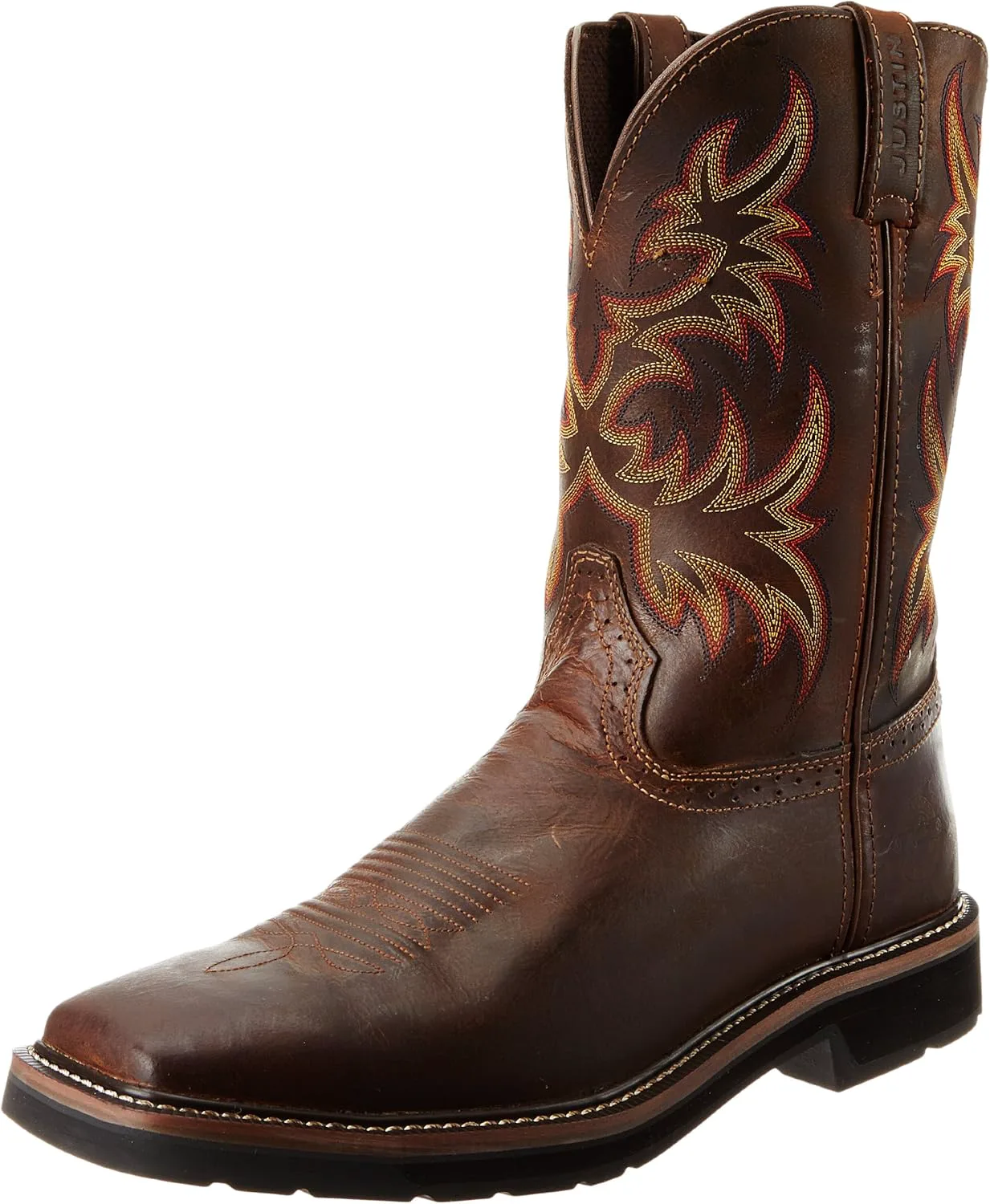 Мужские рабочие сапоги Justin Original Work Boots Driller с квадратным носком и шнуровкой с запрокидыванием, темно-коричневый — фото 4
