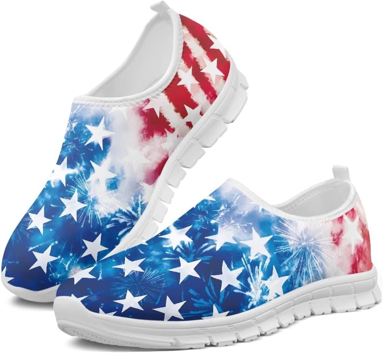 

Мужские слипоны Howilath с принтом флага, повседневные кроссовки для бега, мокасины с противоскользящей подошвой из ЭВА, 11 Tie Dye Usa Flag