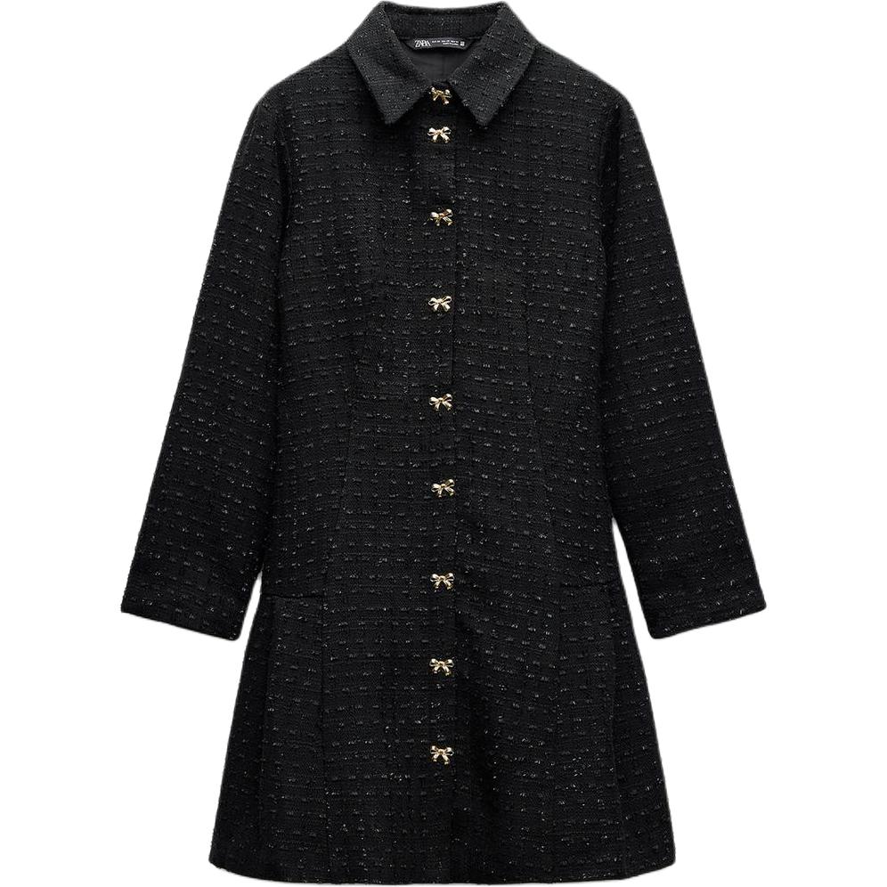 

Длинное платье с длинными рукавами женское черное ZARA