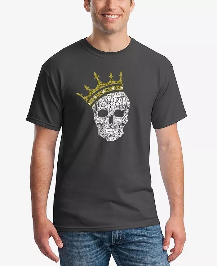 

Мужская футболка с коротким рукавом Word Art Brooklyn Crown LA Pop Art, серый