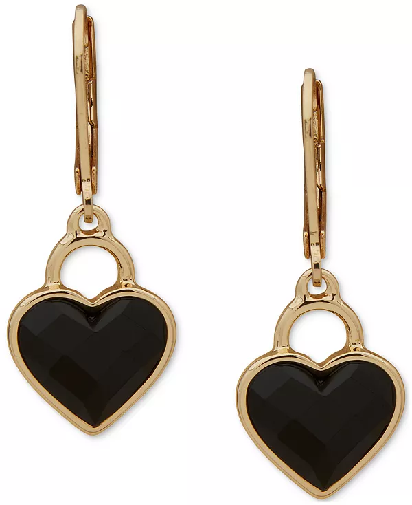 

Серьги-Подвески с мотивом в виде сердца из золотистого камня Anne Klein, jet