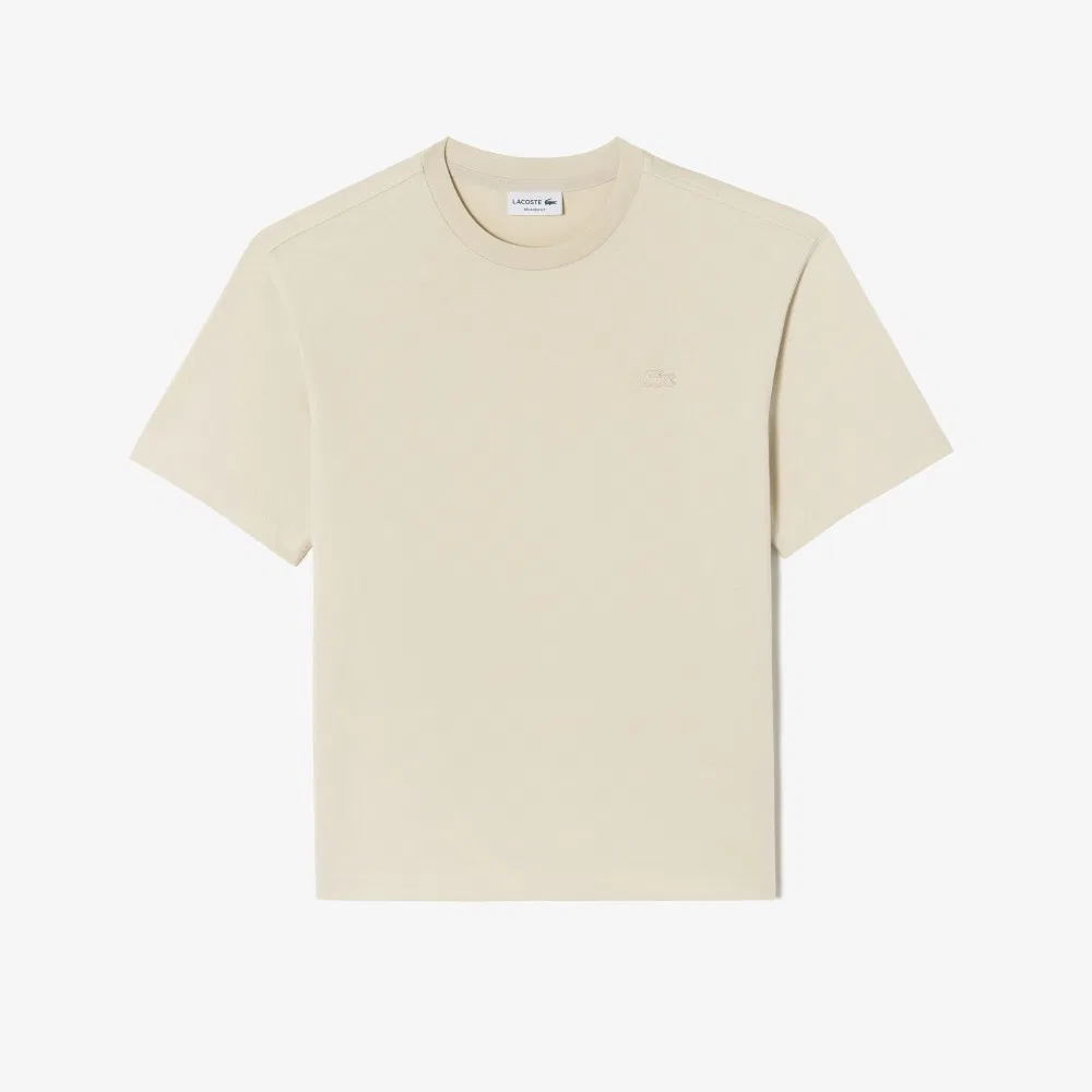 Мужская футболка Lacoste с начёсом, базовая, кремовый — фото 4