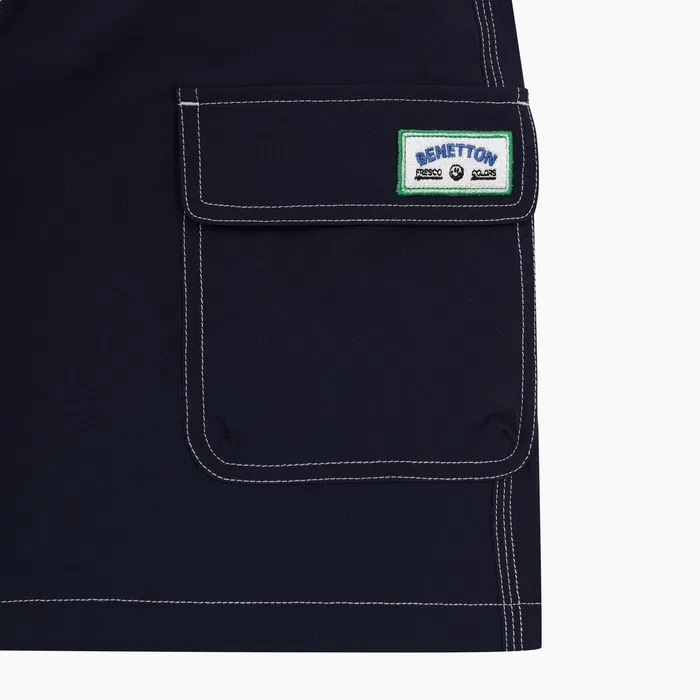 Детские тёмно-синие эластичные шорты 5.5/4 от Benetton Kids — фото 4