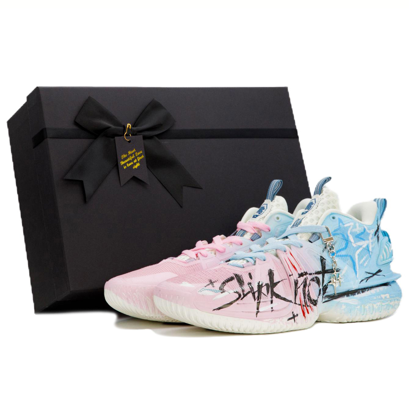 

LINING Кроссовки баскетбольные Storm 2024 мужские низкие розово-голубые с геймерским граффити в обсидиановой коробке, цвет Gaming Graffiti (Obsidian Box)