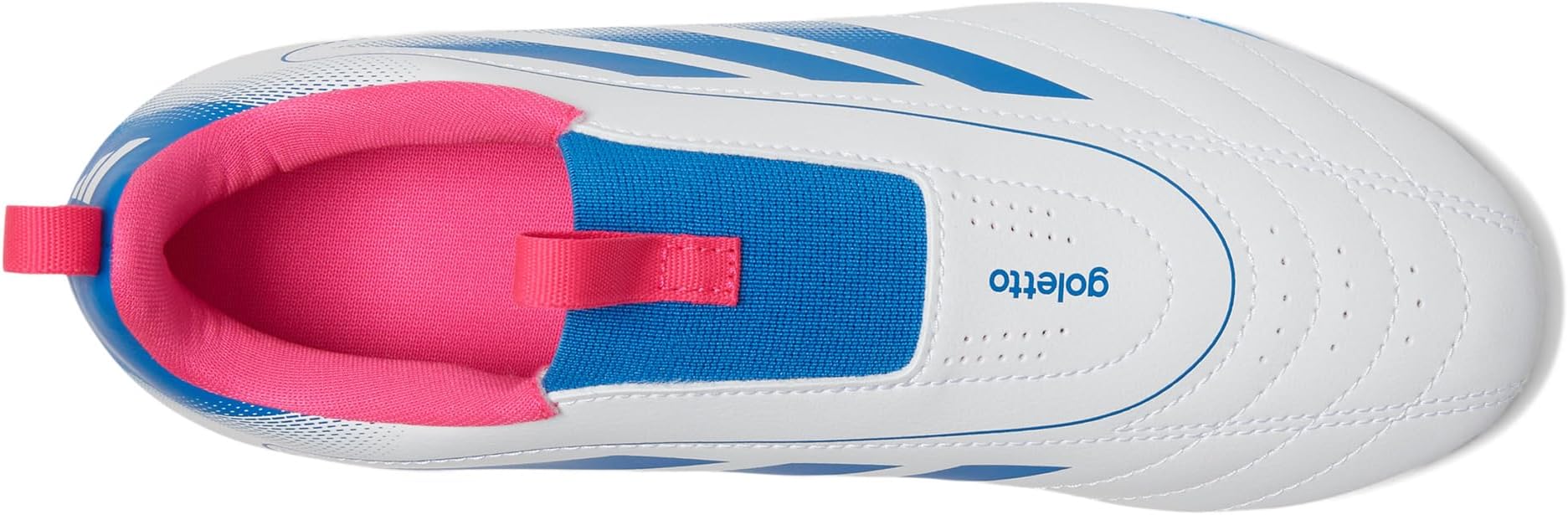 Кроссовки adidas Kids Goletto IX Laceless Firm/Multi Ground Soccer Cleats, цвет White/Bright Royal/Team Shock Pink — фото 2