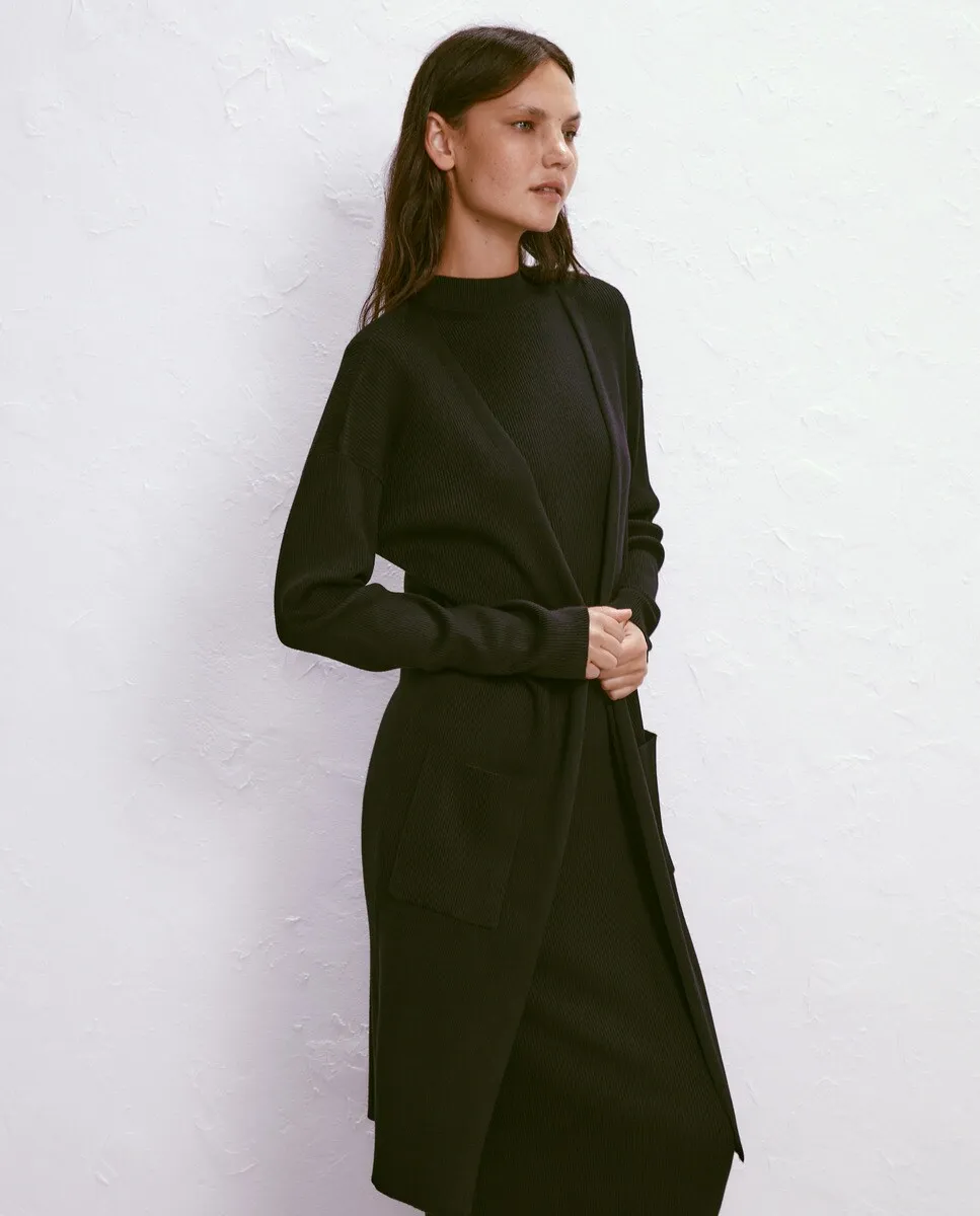

Длинная женский кардиган в рубчик Easy Wear, черный
