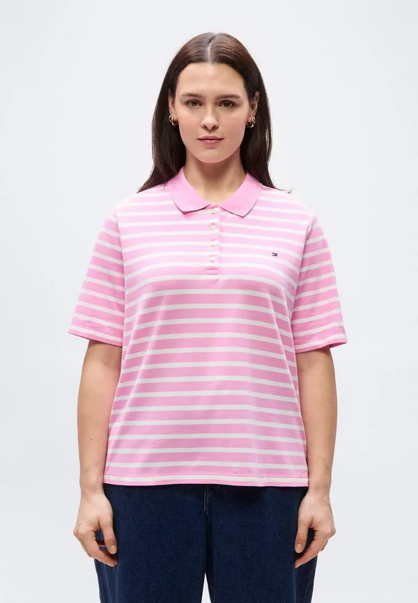 Рубашка-Поло curve 1985, стандартный крой, из пике. Tommy Hilfiger Curve, Rose Petal/Ecru