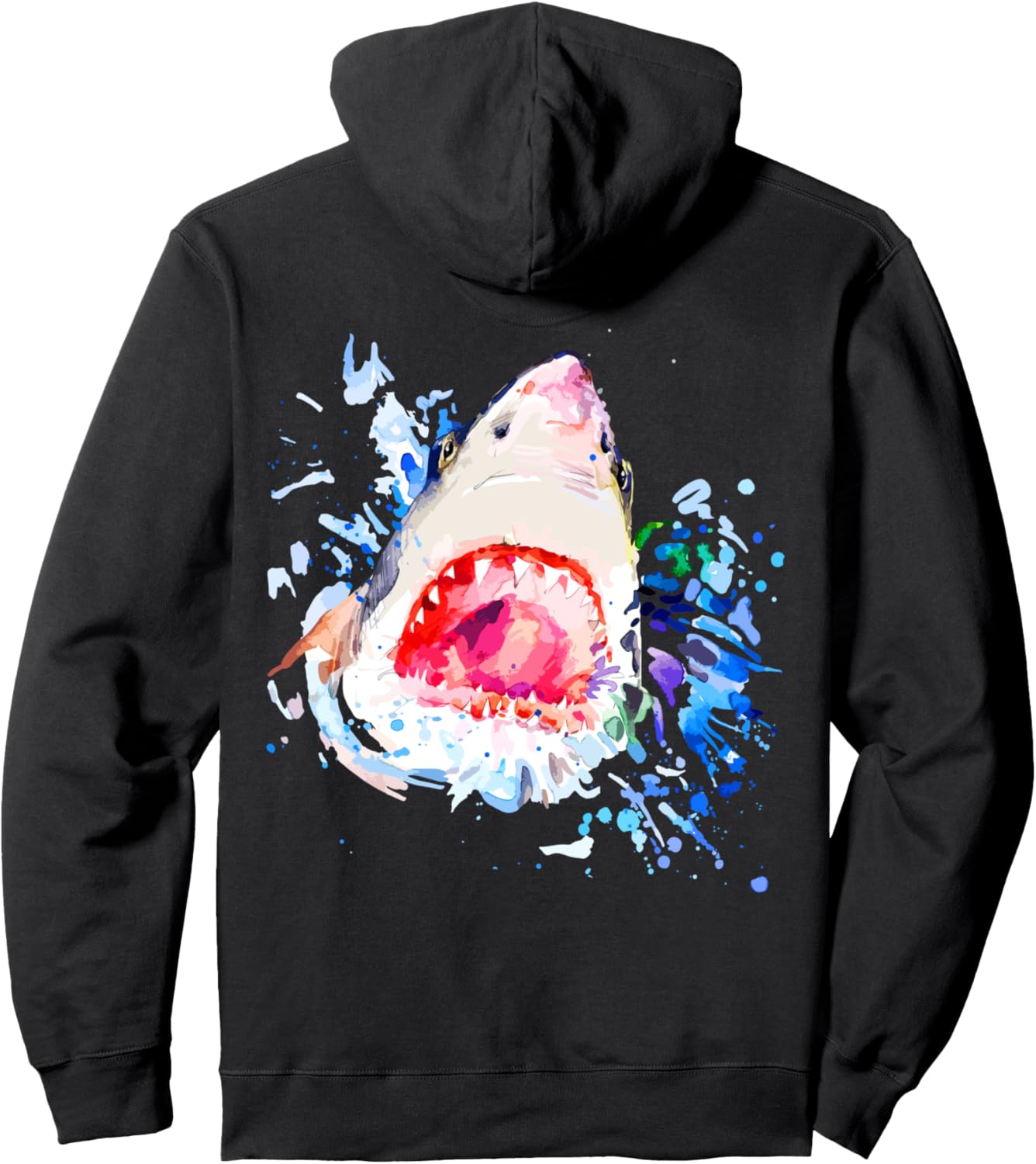 

Худи Hangley Shark, расписанное вручную изображением акулы Hungry Shark, Hand Drawn Shark, черный