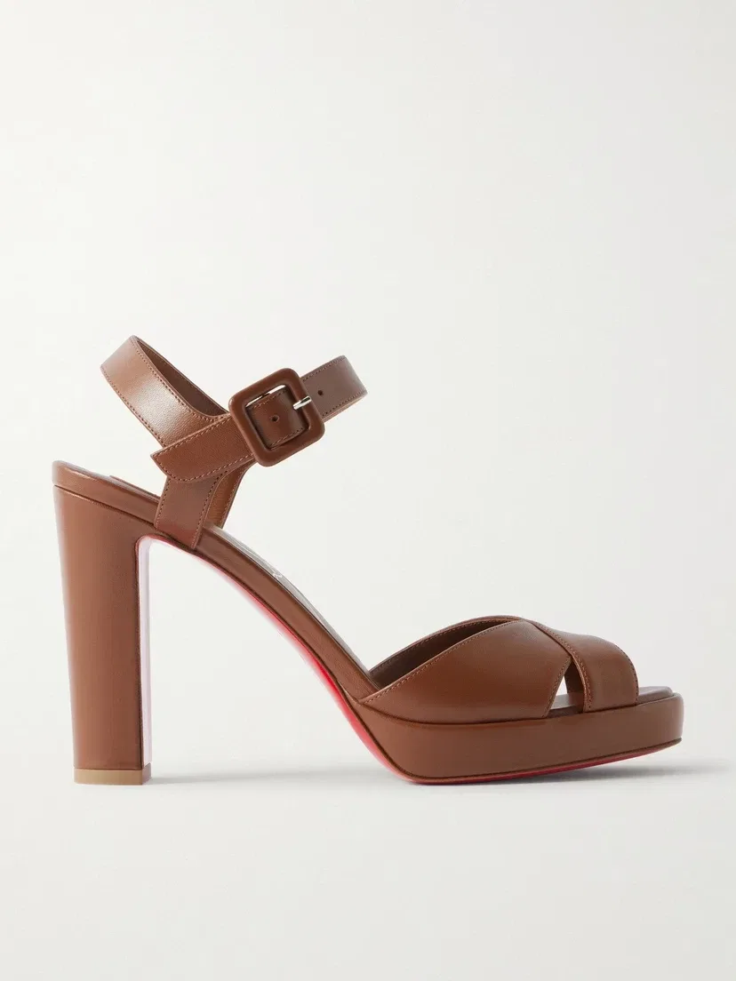Кожаные босоножки на платформе Cora 100 Christian Louboutin, коричневый