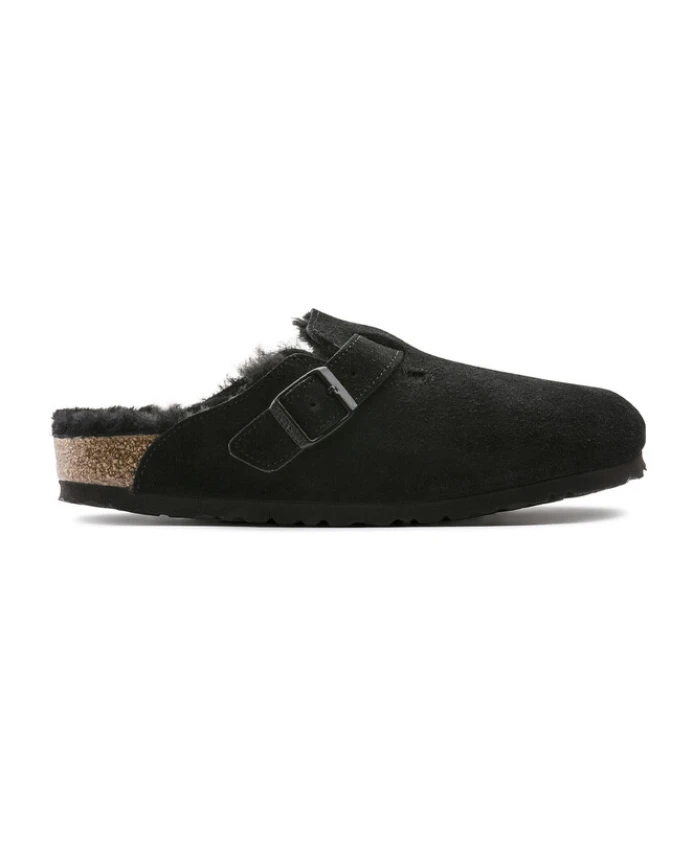 Мюли Birkenstock Boston Shearling Suede Leather узкие, черный