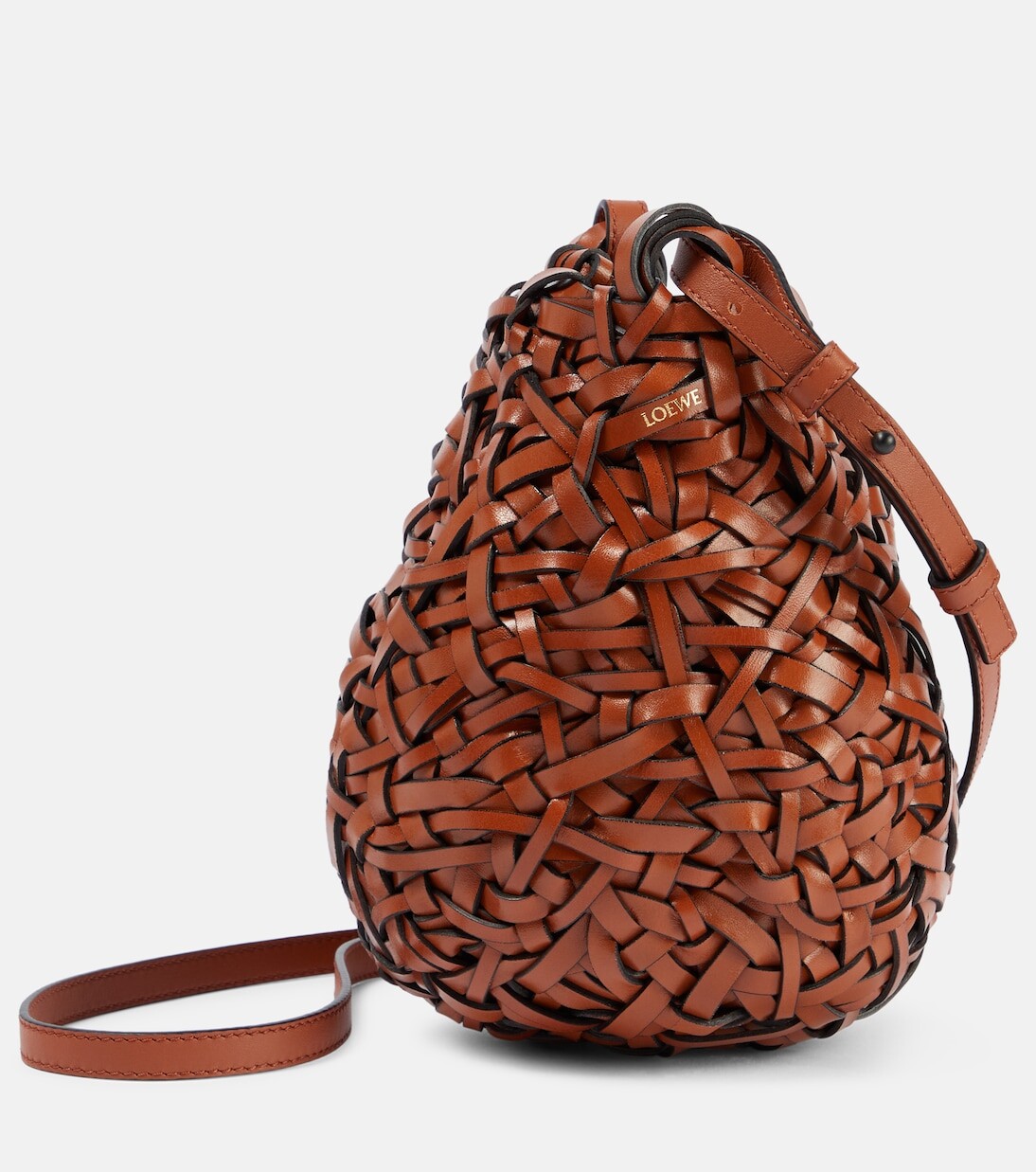 

Маленькая кожаная сумка-корзина nest Loewe, коричневый