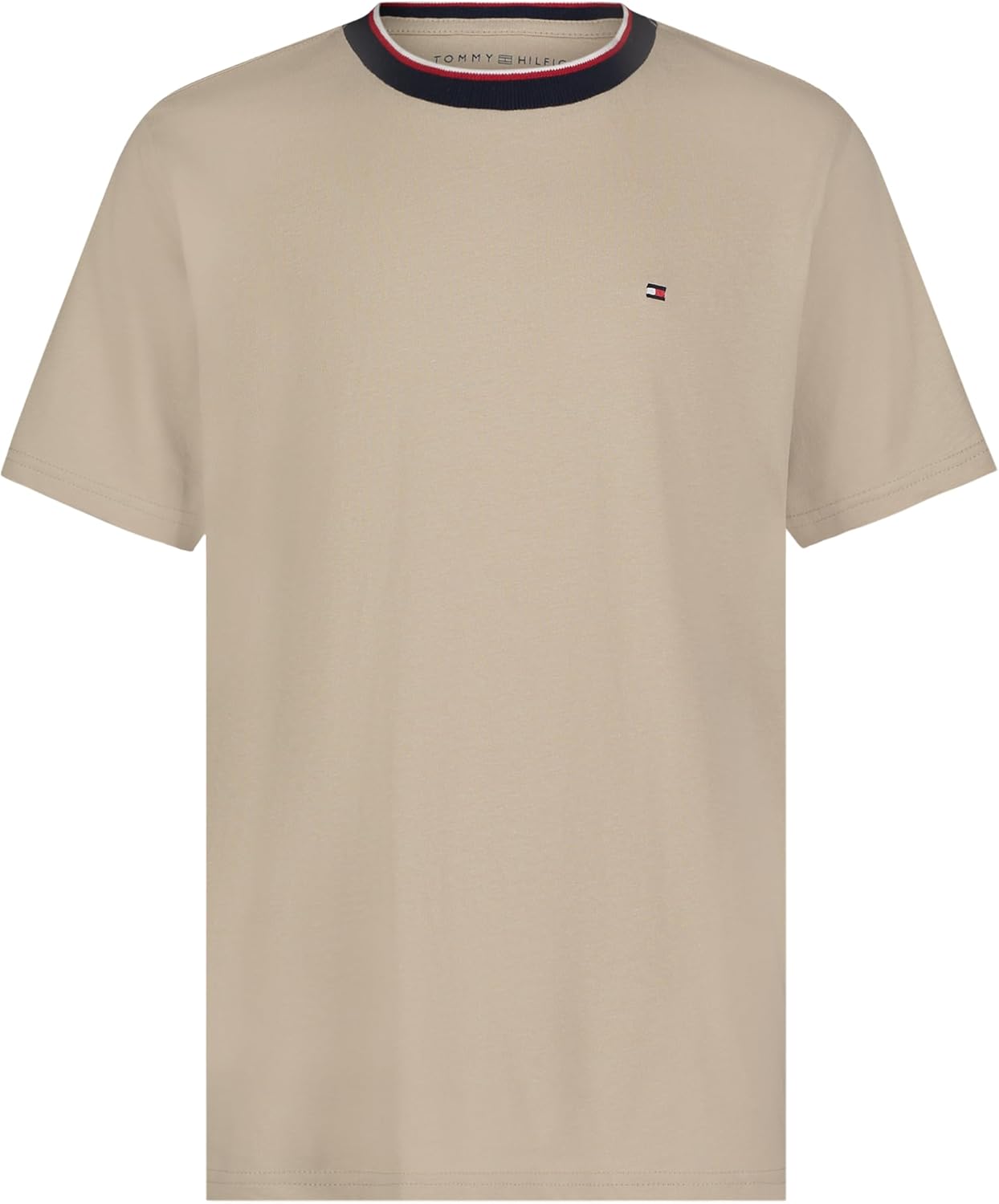 

Футболка Tommy Hilfiger YD Ringer с коротким рукавом и круглым вырезом для мальчиков, мягкая, удобная, свободного кроя, Sandalwood, Коричневый, Футболка Tommy Hilfiger YD Ringer с коротким рукавом и круглым вырезом для мальчиков, мягкая, удобная, свободно