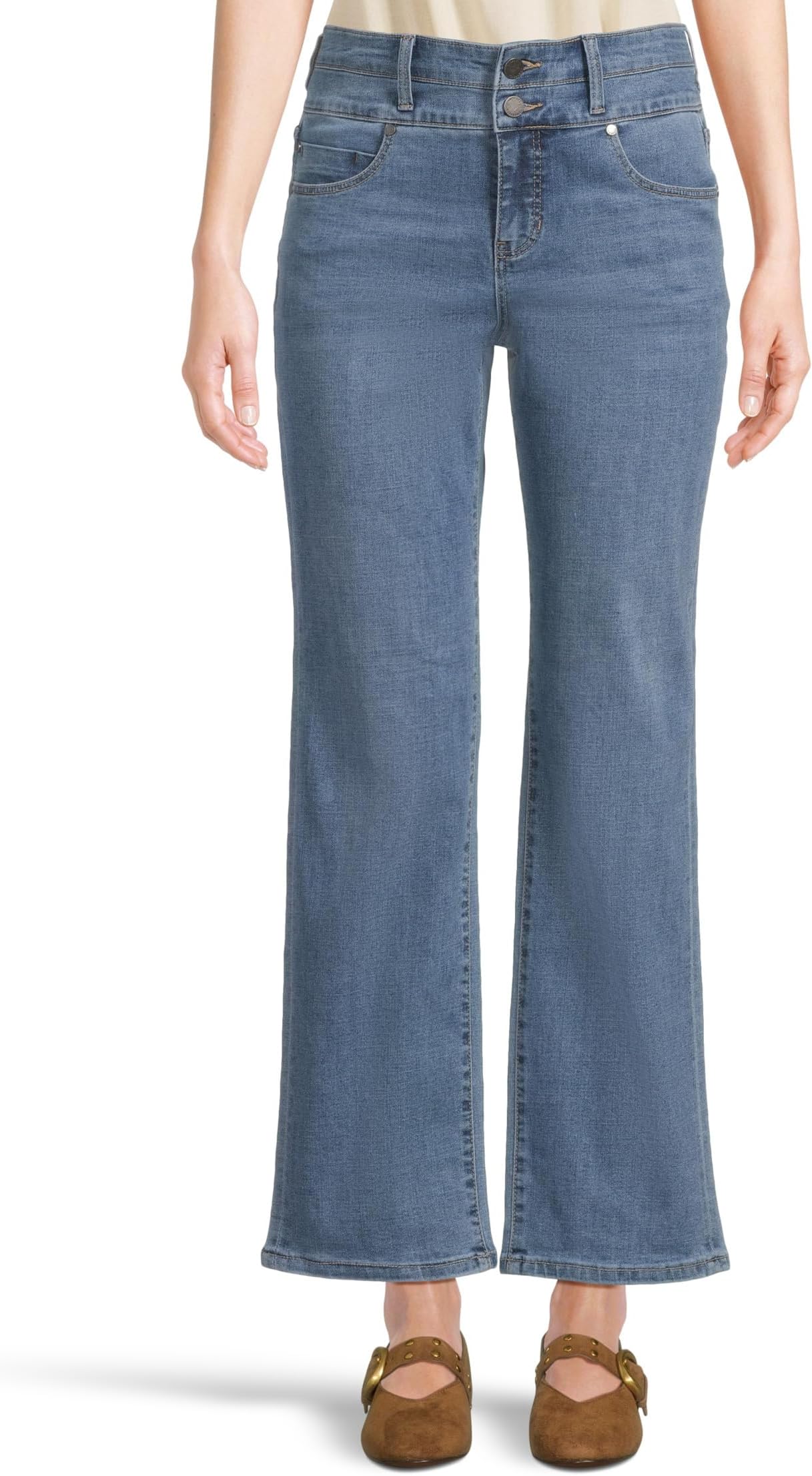 

Женские джинсы Kennedy Petite с высокой талией и двойным поясом, прямые, 30 дюймов Liverpool Los Angeles, Ocean Current