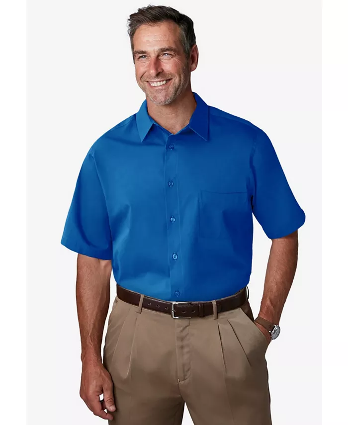 

Большая и высокая немнущаяся рубашка с коротким рукавом Kingsize, синий