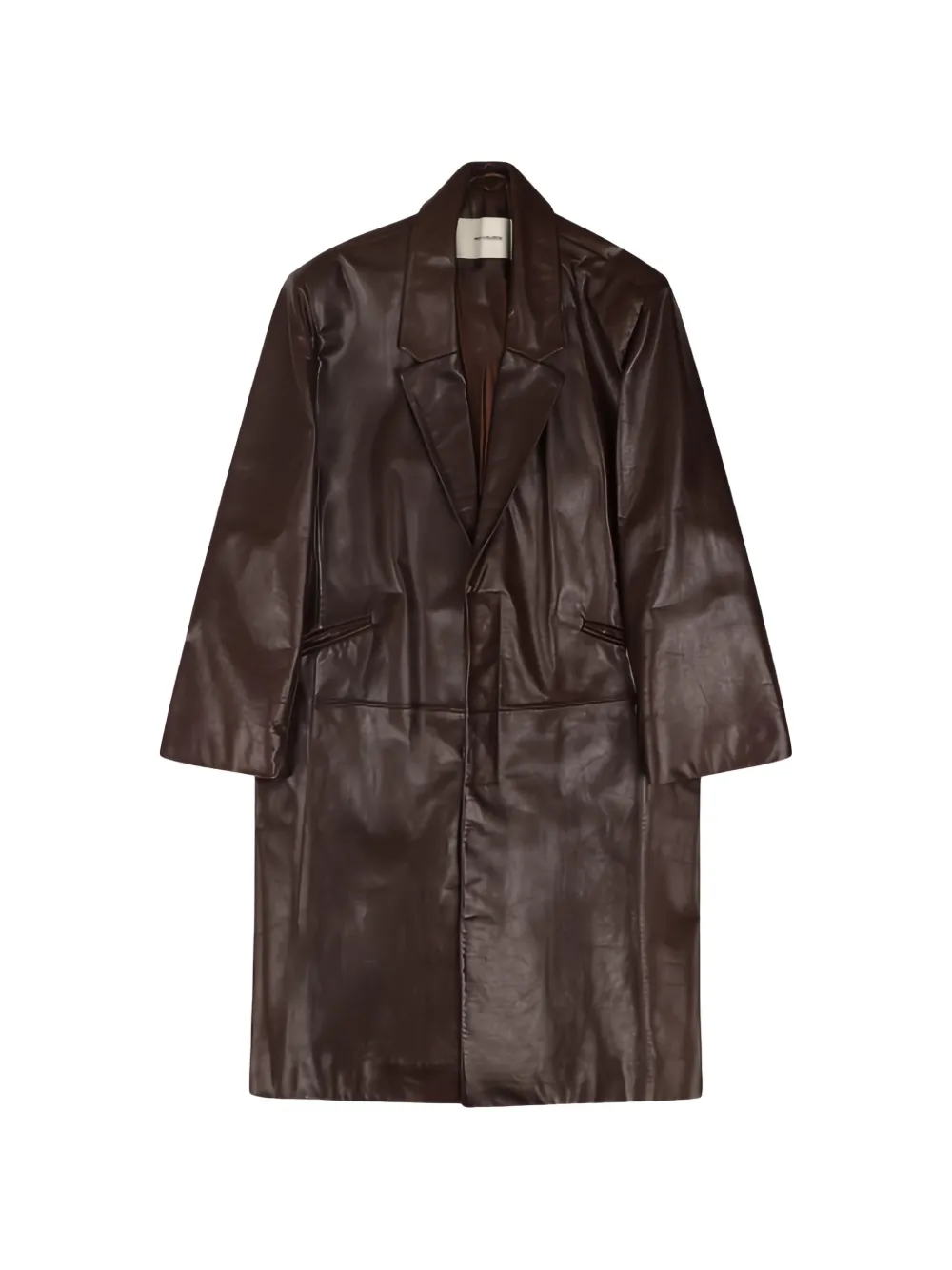 

Однобортное кожаное пальто Entire Studios, коричневый