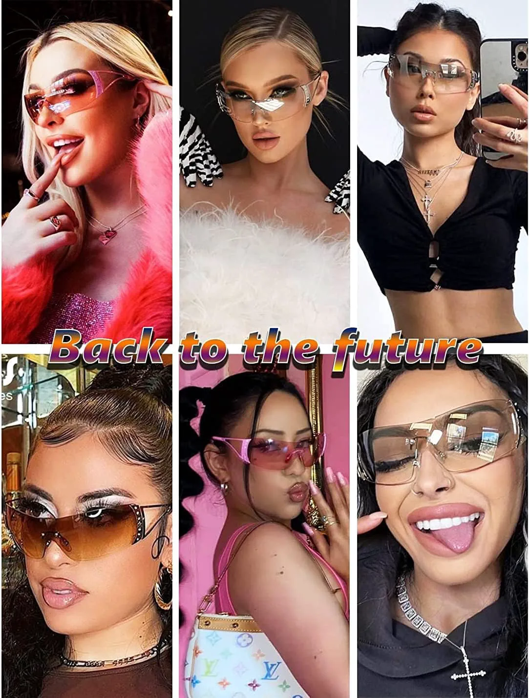 

Солнцезащитные очки Y2K для женщин и мужчин, модные, без оправы, обтекаемые, с градиентными линзами, стильные, увеличенного размера TIANYESY, Gold Frame Gray Slice