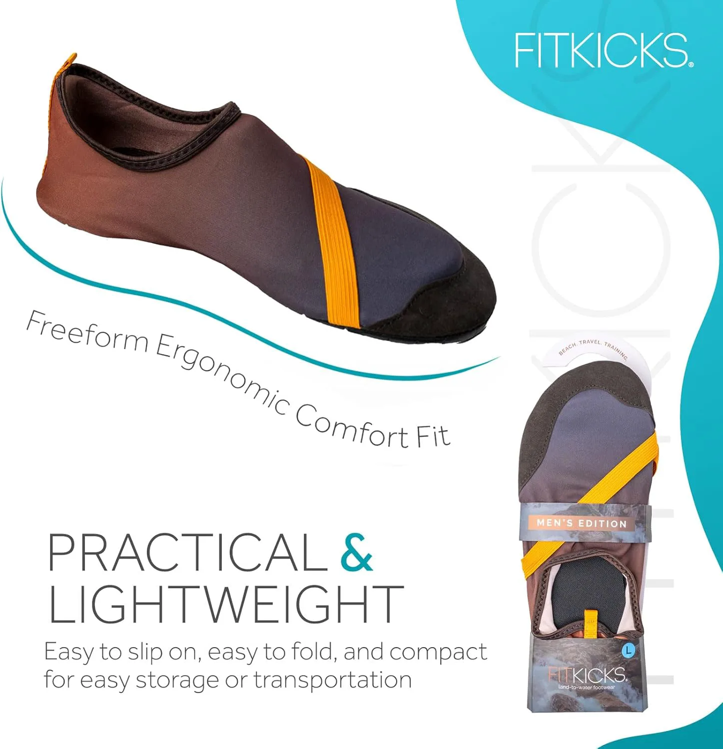 Активная мужская обувь FITKICKS, складывающиеся водные туфли — фото 2
