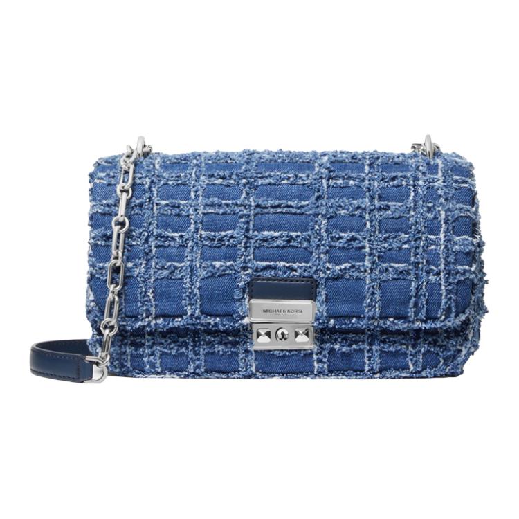 

MICHAEL KORS Женская сумка через плечо из ткани, джинсовая, синяя/белая/черная
