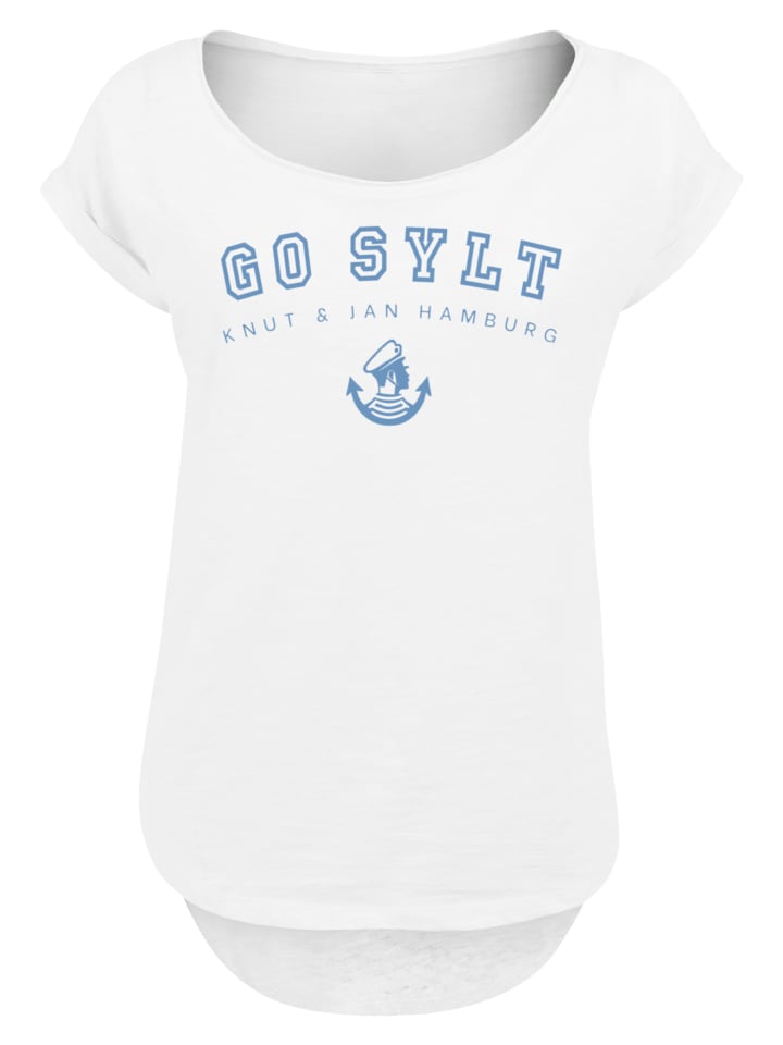 

F4NT4STIC Удлиненная футболка больших размеров Go Sylt белого цвета, Белый, F4NT4STIC Удлиненная футболка больших размеров Go Sylt белого цвета