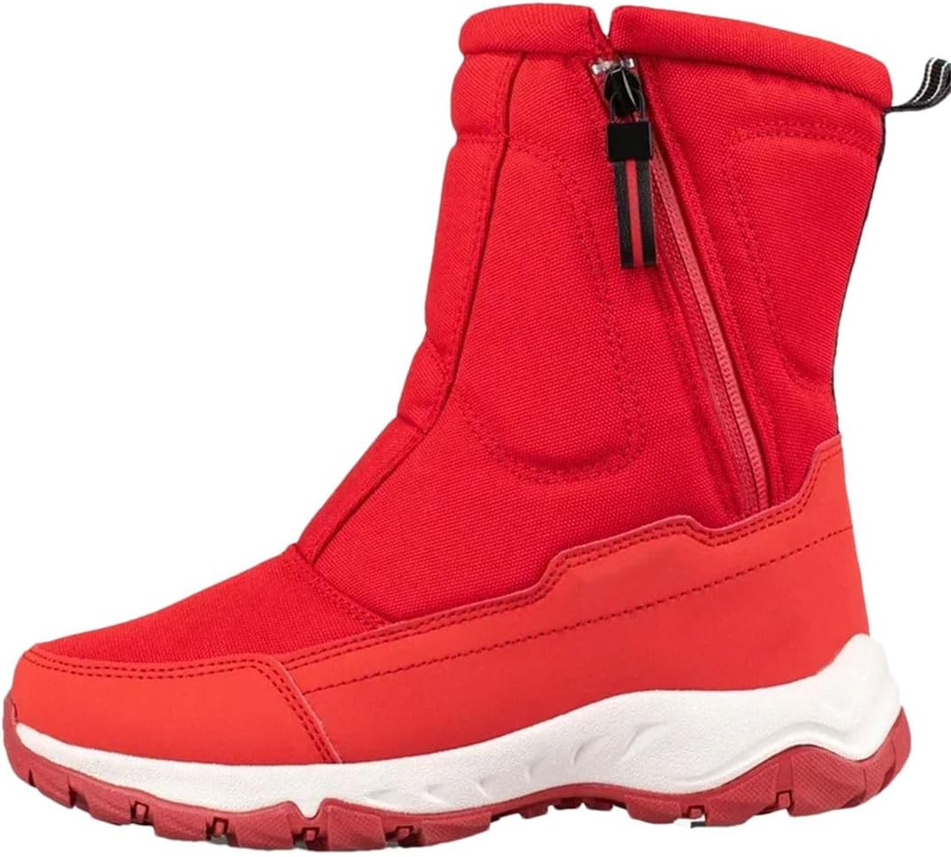 

Мужские зимние ботинки для теплого снега, ботинки средней высоты с утеплителем, плюшевые зимние ботинки для мужчин и женщин, хлопковые ботинки Generic, красный