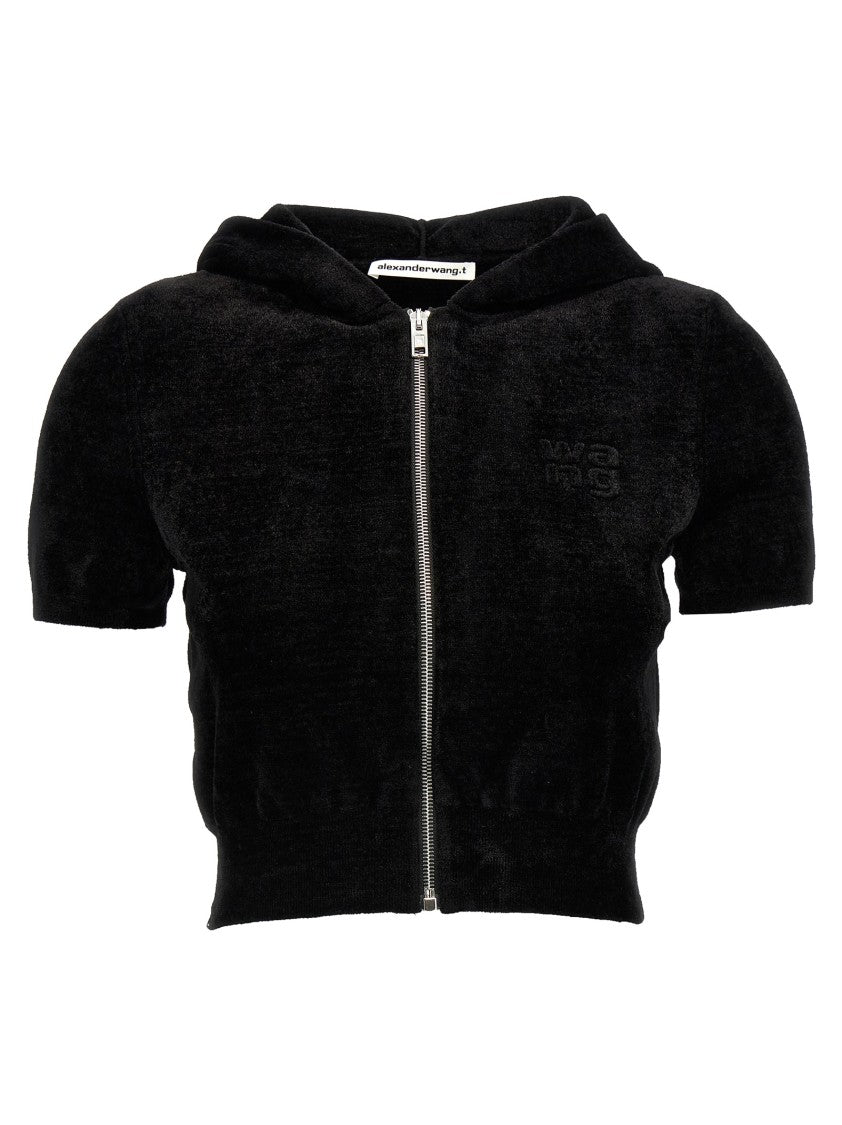 

Кроп худи Logo Chenille T By Alexander Wang, черный