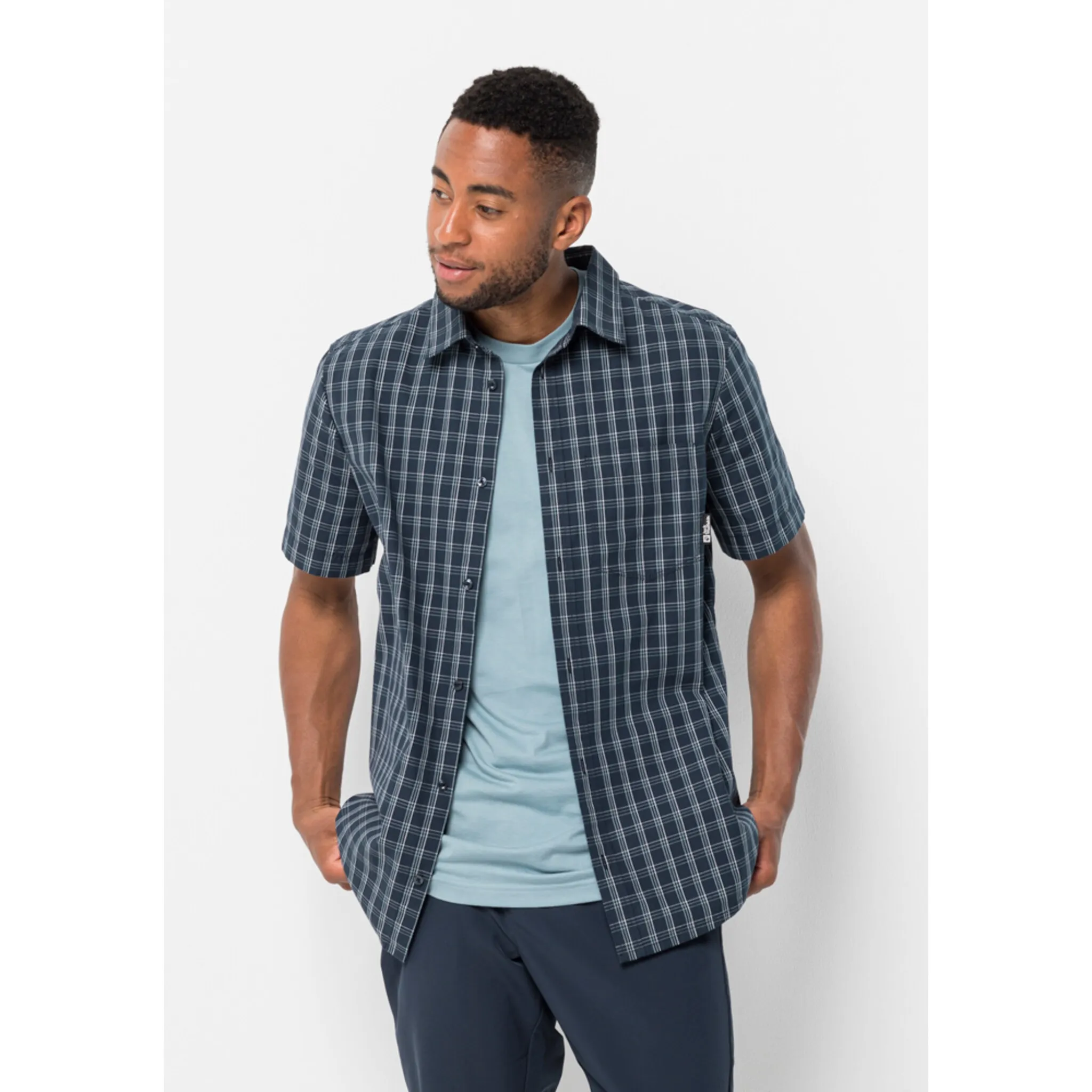

Рубашка с короткими рукавами Jack Wolfskin "HOT SPRINGS SHIRT M", синий