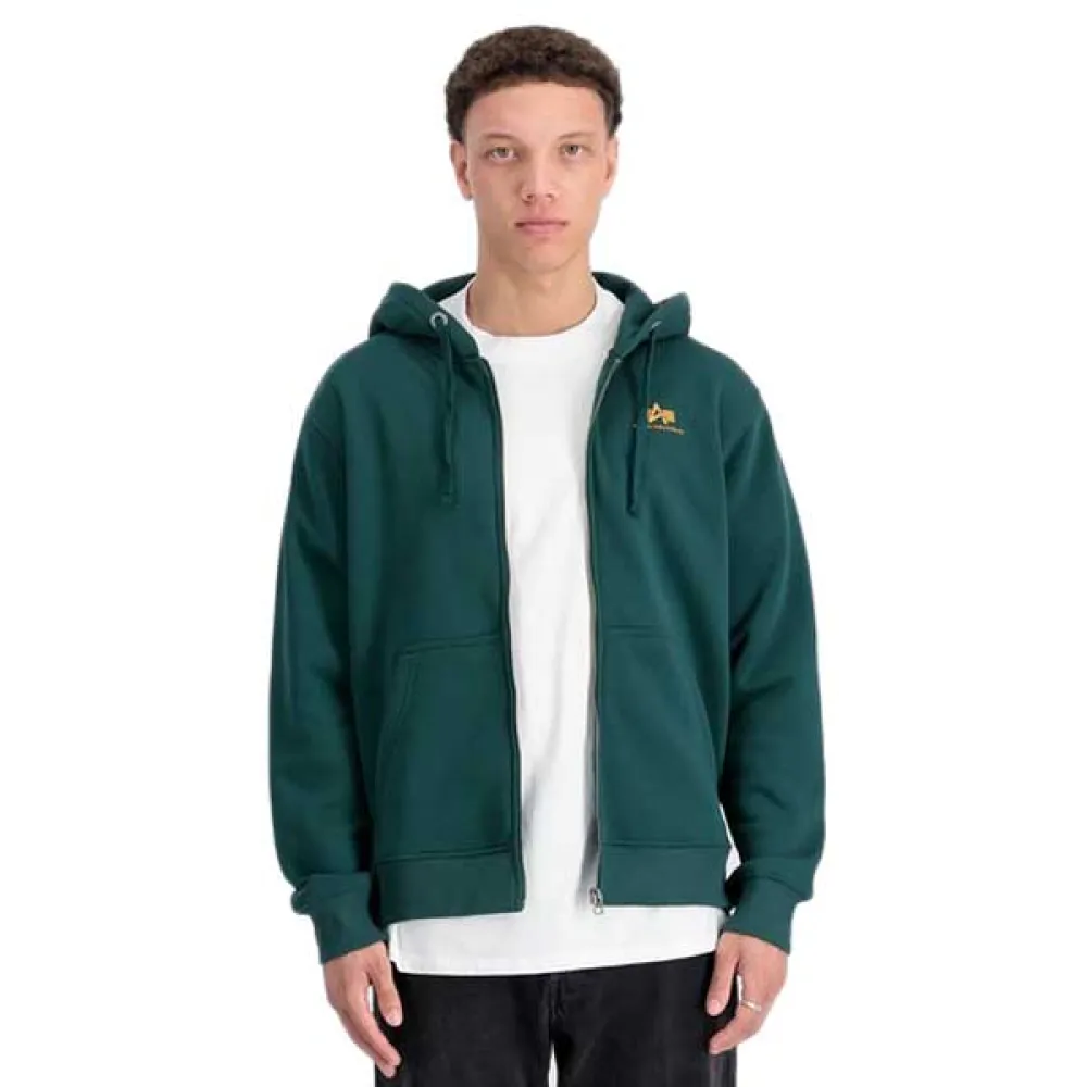 

Толстовка Alpha Industries Basic SL full zip, зеленый