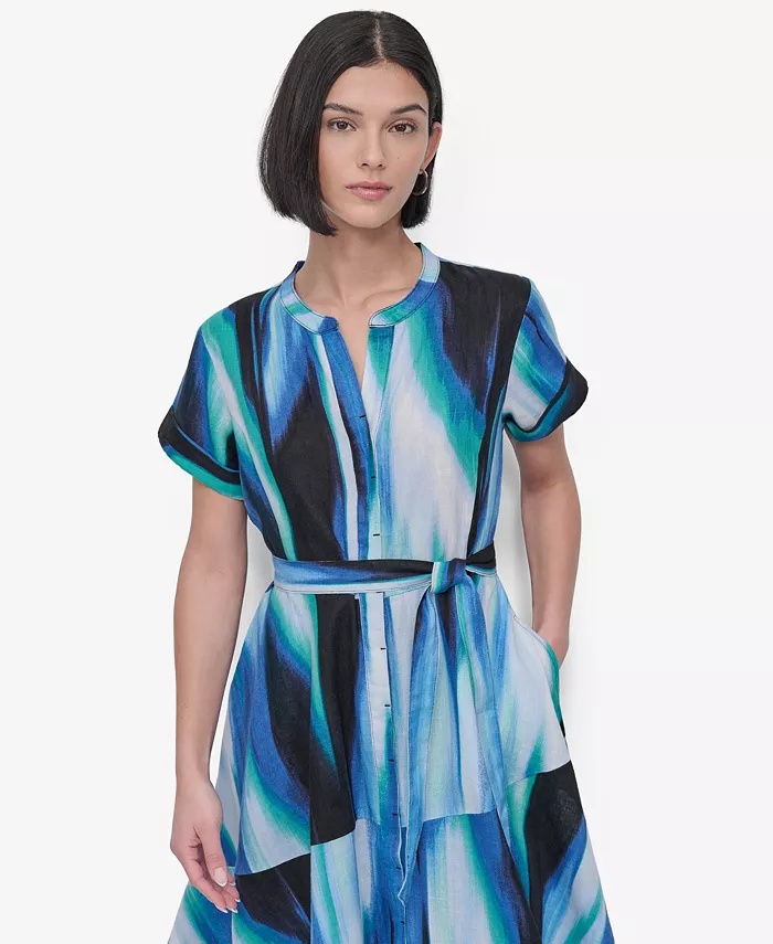 

Женское асимметричное платье миди с короткими рукавами DKNY, зеленый