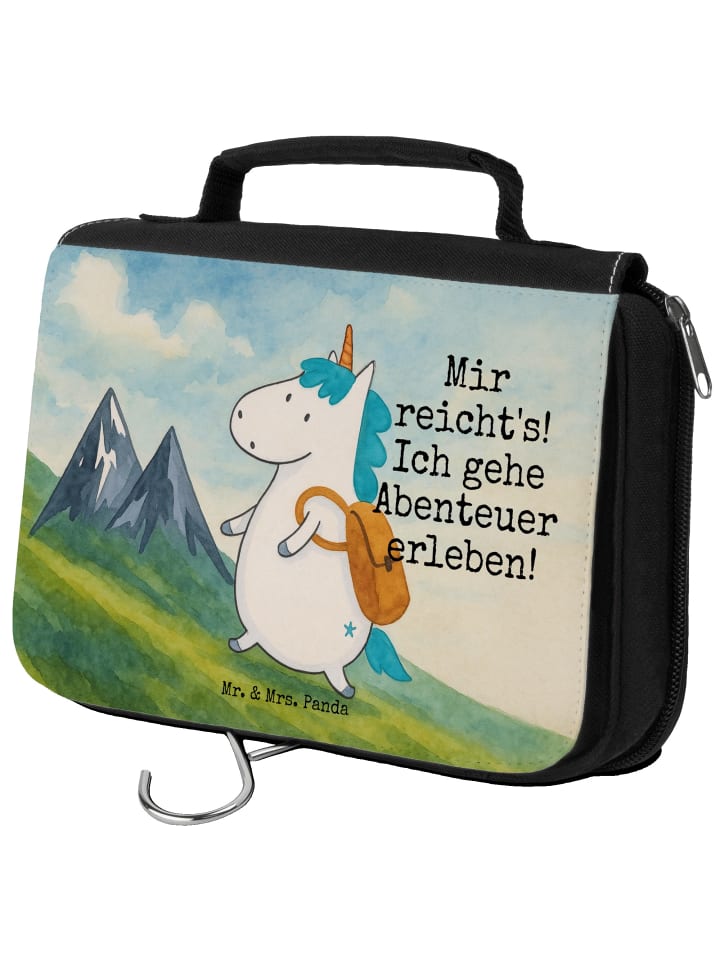 

Mr. & Mrs. Panda Косметичка с изображением единорога-альпиниста и надписью белого цвета