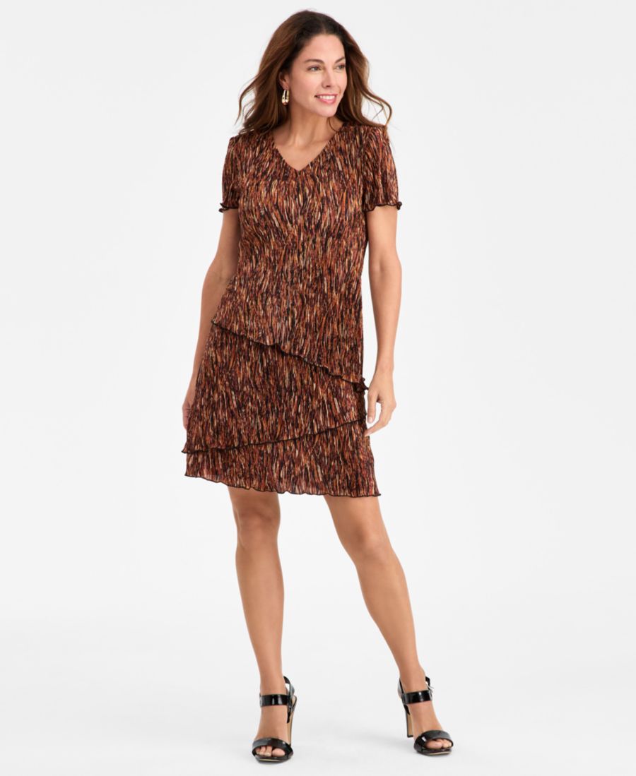 

Женское платье-футляр с V-образным вырезом и ярусной юбкой Connected, Green